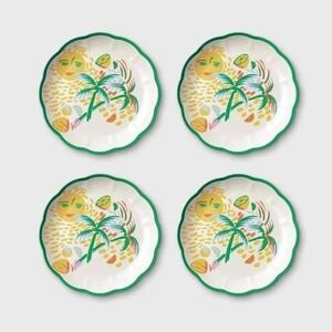 Roller Rabbit x Target Set Melamine Plates 9" Tropical Citrus Scalloped Rim NEW